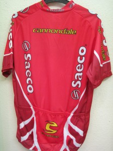 Piros Cannondale rövid ujjú mez hátulról